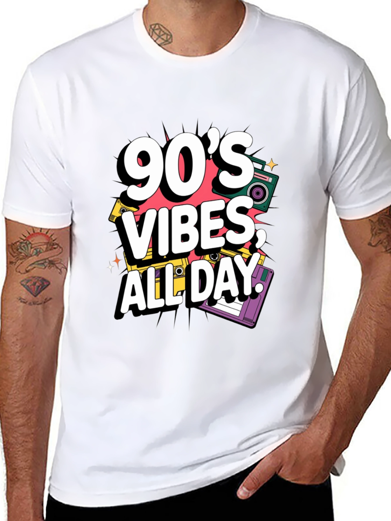 90s Vibes Graphic Tee - Retro Style Black T-Shirt